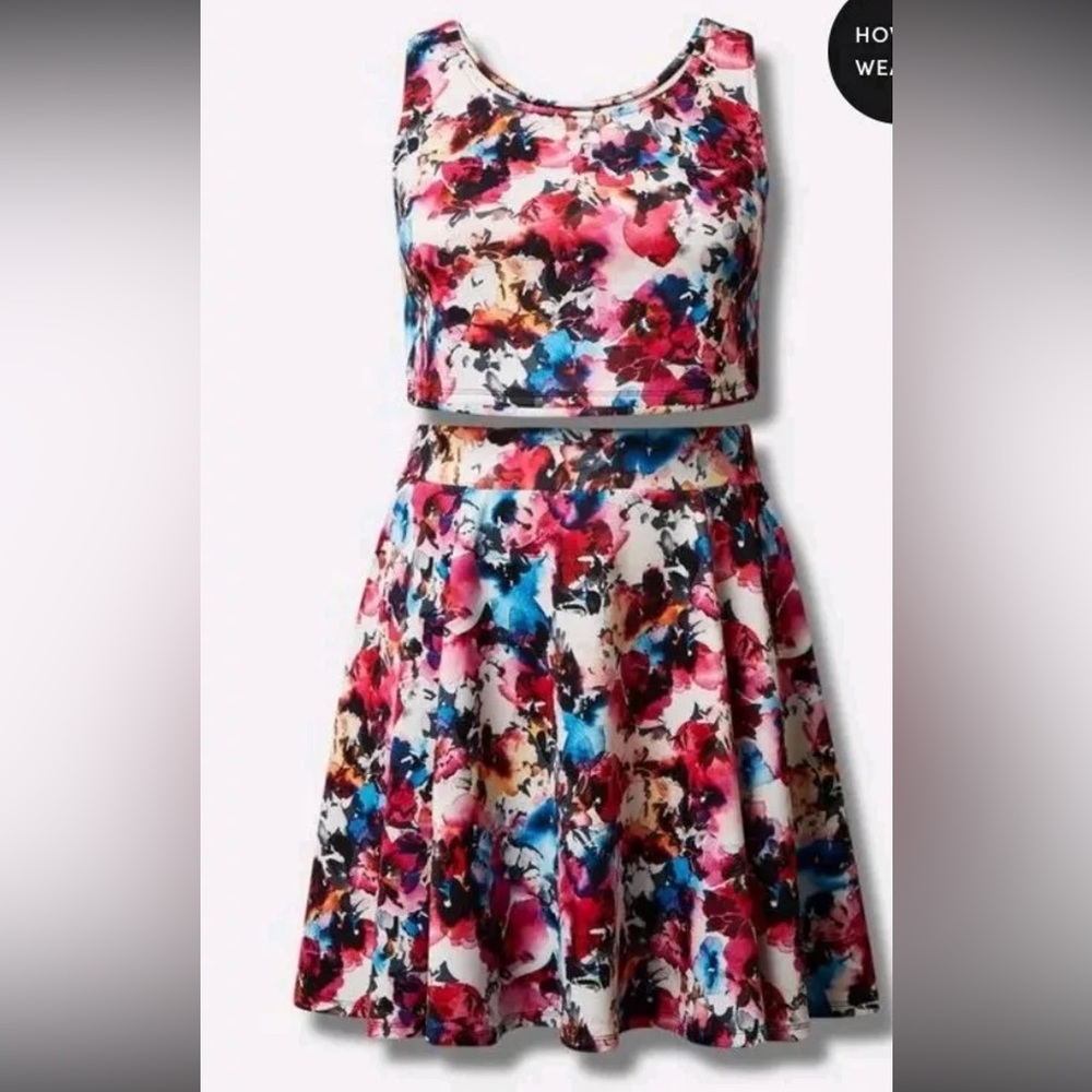 TORRID Mini Floral Scuba Skater Set - Size 3 NWT
